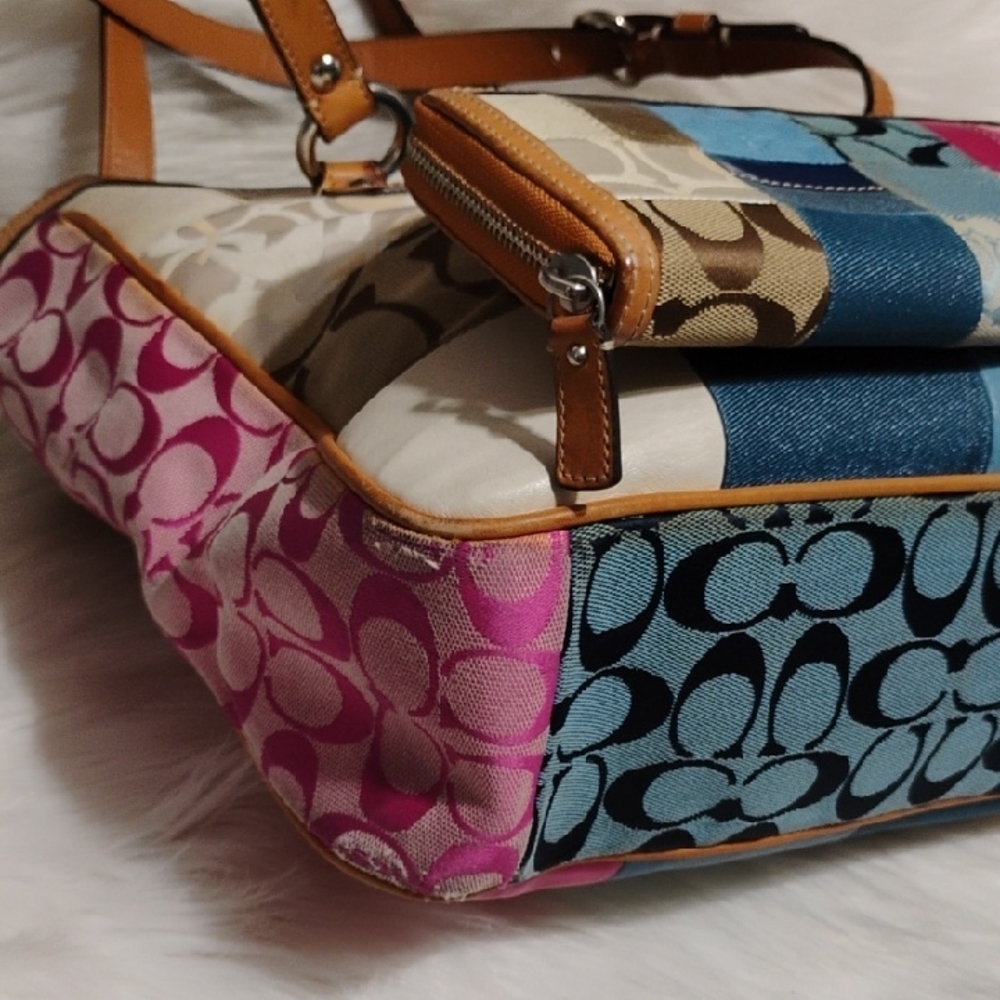 Sale! Authentic Coach Y2k Multicolor Patchwork To… - image 6